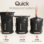 Earth Pak Waterproof Backpack - Heavy Duty Hiking Backpack - Roll-Top Closure Bag - Cushioned Dry Bag Waterproof Phone Case