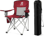 Camping Chair, Portable Folding Outdoor Chair with Arms, Cup Holder and Carry Bag