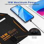 10W Solar Panels Portable (5V 2A Max),Foldable Solar Charger with USB-A Port for Cell Phone,Ipad,Power Bank, Ip67 Waterproof Monocrystalline Silicon Solar Panels for Camping Outdoor Backpacking