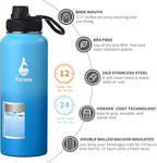 Farsea Insulated Water Bottle With Paracord Handle, Protective Silicone Boot and 2 Lids (Straw Lid & Spout Lid), Stainless Steel Water Bottle Wide Mouth, Double Wall Sweat-Proof BPA-Free, 40 oz