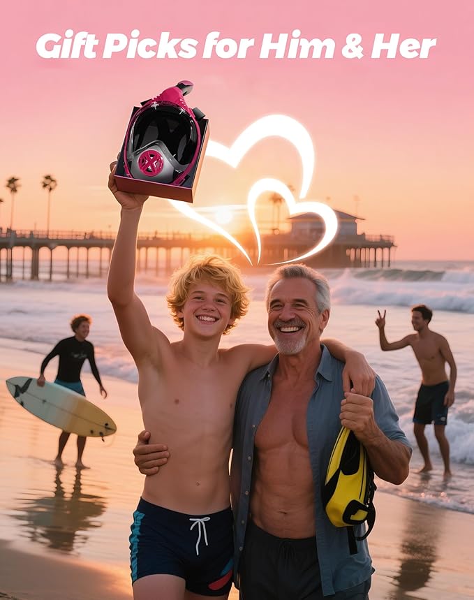 Full Face Snorkel Mask- Snorkeling Gear for Adults with Safe Dry Top Breathing System, Latest Foldable Panoramic View Snorkeling Mask for Men and Women, Anti Fog Anti Leak