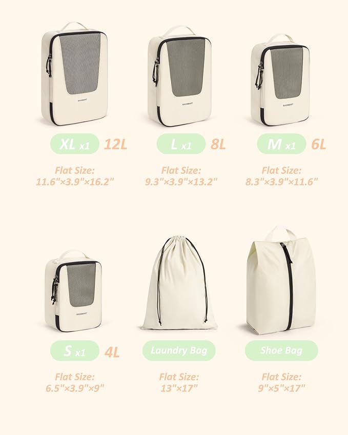 BAGSMART Compression Packing Cubes for Travel, 6 Set/5 Set/4 Set, Compression Suitcase Organizer Bags Set for Suitcases Travel Essentials, Lightweight Packing Organizers