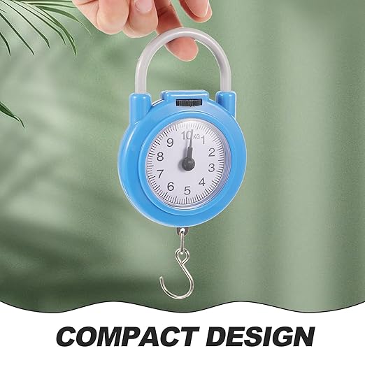 Portable Luggage Weight Scale with Hook, High Precision Hanging Spring Scale for Travel, Small Handheld Blue Weighing Tool for Home and Shipping