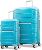 Samsonite Freeform 2-Piece Luggage Set - Carry-On & Large Checked Luggage with Dual Spinner Wheels - Durable Polypropylene Hardshell - TSA Lock, Airline-Approved - Expandable Hard Shell - Ocean Blue