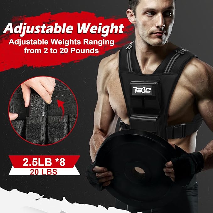 Adjustable Weighted Vest Men 19lbs/ 30lbs/ 40lbs Weights with Reflective Stripe, Weight Vest Woman Workout Vest for Strength Training,Running & Walking