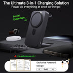 Kysson 5-in-1 Portable Charger, 10000mAh Foldable Power Bank Fast Charging,MagSafe Charger Battery Pack Magnetic,Travel Wireless Charging Station for iPhone 17/16/15/14/13/12,iWatch, Air pods, Black