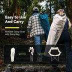 Oversized Camping Chair for Adults – Heavy Duty Folding Chair with Cup Holders, Storage Pocket & Carry Bag – Outdoor Padded Camp Chair for Camping, Backyard, Fishing & Sports – Supports 400lbs