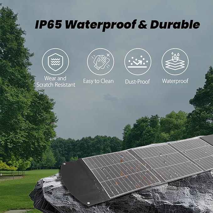 400 Watt Portable Solar Panel, 40V Foldable Solar Panel Charger with Kickstands, MC4 Output for Power Station/Solar Generator, High Efficiency IP65 Waterproof for Camping Hiking RV Blackout