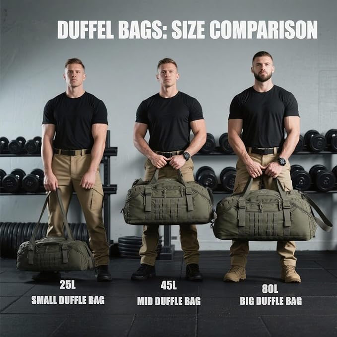 Miramrax Travel Duffle Bag Backpack for Men - Large Tactical Bags Weekender Gym Bag for Overnight Traveling Military Workout Deployment Sports (Green, 45L)