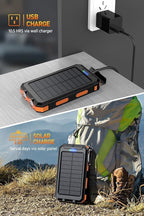 Power Bank,Solar Charger,36800mAh 5V3.1A QC 3.0 Dual 2 USB Port Built-in Powerful Flashlight IPX7 Waterproof Dustproof Shockproof(Orange)