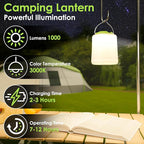 BOBKID LED Camping Lantern, Rechargeable Camping Light, 4 Modes Outdoor Flashlights Lanterns with 1000LM, Water Resistant Portable Emergency Camp Light for Hurricane Hiking Survival Kits - Green