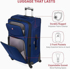 SWISSGEAR Sion Softside Expandable Spinner Luggage Durable Lightweight Travel Suitcase, Blue, 3-Piece Set (21/25/29)