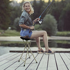 Goplus Folding Stool, 2 Pack 28 Inch Foldable Camping Seat for Adults with 550 lb Capacity, Portable Plastic Fold up Round Stool with Handle for Fishing Hiking Gardening BBQ