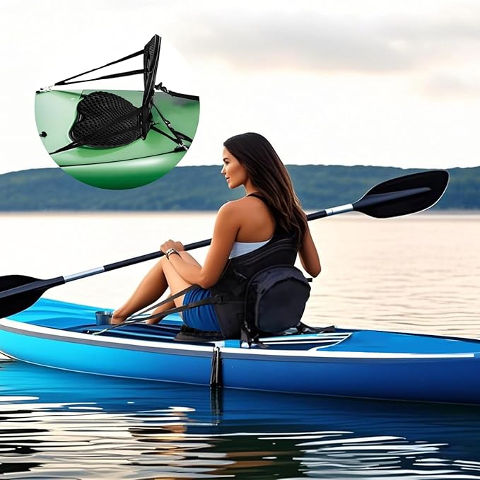 NEW-Vi Deluxe Kayak Seat with Gel Cushion & Storage Bag - Padded Ergonomic Backrest for Kayak, Canoe, SUP, Fishing Boat - Anti-Slip & Waterproof