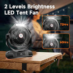 40000mAh Battery Powered Camping Fan,12-Inch Portable Personal Fan with Remote,LED Lantern, 6 Speeds,Timer,Auto Oscillation,Digital Display Cordless Tent Fan (Black)