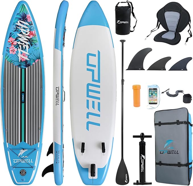 UPWELL 10'6"/11'/11'6" Inflatable Paddle Board, Stand Up Paddlboard for Youth & Adults, Stable Design, Premium SUP Accessories, Backpack, Leash, Hand Pump, Fins
