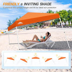 EAGLE PEAK 10x10 Slant Leg Pop-up Canopy Tent Easy One Person Setup Instant Outdoor Beach Canopy Folding Portable Sports Shelter 10x10 Base 8x8 Top (Orange)