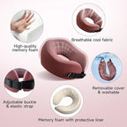 SPRFUFLY Travel Pillow 100% Memory Foam - Neck Pillow for Sleeping, Airplane Pillow with Sleep Mask & Earplugs, Travel Essentials Neck Pillow for Traveling, Long Flights, Train & Office Use(Soft Pink)