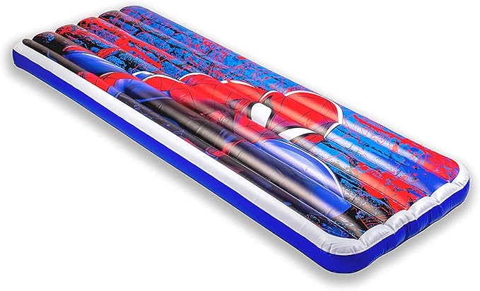 Living iQ Jr Twin-Size Kids Inflatable Air Bed, Blow-Up Mattress with Disney Marvel Spider-Man Theme, Waterproof & Puncture Resistant Vinyl, Lightweight & Portable for Travel, Hotel, Camp & Sleepover