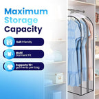 Clear Garment Bags for Clothes Storage - 4-Pack Plastic Hanging Covers and Clothing Protectors, Long Dress Suit Jacket Closet Cover Dust Proof Garment Bag Set for Organized Wardrobe Storage (40")