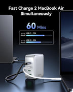 GaN USB C Charger 100W, 4 Port PD3.1 Laptop Charger Block Foldable Compact PPS Fast Power Adapter for MacBook Pro/Air, iPad Pro, iPhone 17/16 Series, Galaxy S25/S24, Pixel 10/9, Steam Deck, and More