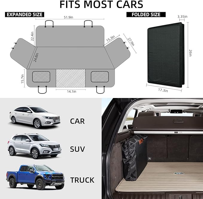 YJGF Back Seat Extender,Dog Seat Cover for Back Seat,Hard Bottom Car Seat Cover for Dogs,Dog Hammock for Car,Back Seat Pet Cover for Dogs（Grey,for Car/SUV/Small Truck）