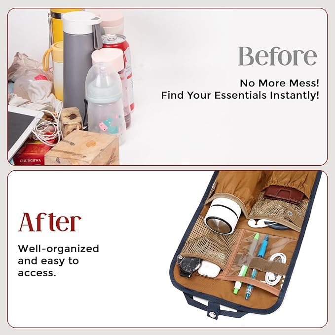 Unisex Foldable Vertical Backpack Organizer Insert for Tote Bag, Carry On, Picnic, Camping - With Pockets & Handle