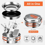 Odoland 10pcs Stainless Steel Camping Cookware Camping Pot and Pan Set with Portable Camping Stove Camping Mess Kit with Plates Bowls Forks Knives Spoons for Hiking Backpacking and Picnic