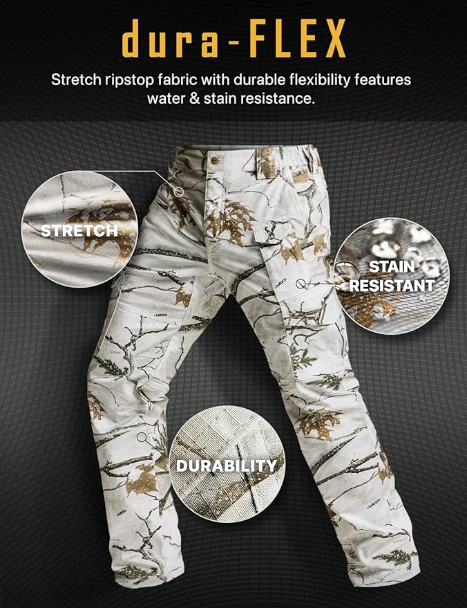 CQR Men's Flex Ripstop Tactical Pants, Water Resistant Stretch Cargo Pants, Lightweight EDC Hiking Work Pants