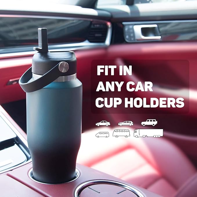 40oz Water Bottle Insulated with Straw,Leak Proof Water Bottles Fit in Car Cup Holder，Mens Water Bottle Stainless Steel for Gym,Hiking,Travel，Sport,Bpa free