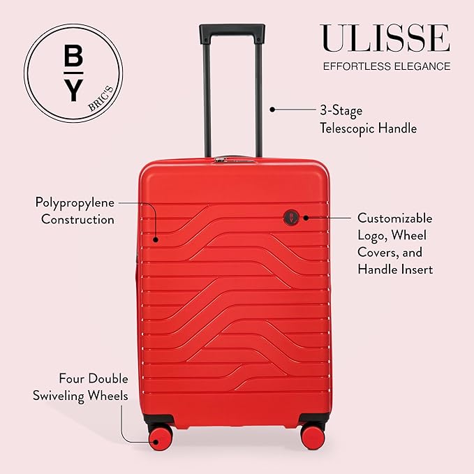 Bric's 28" Expandable Spinner Suitcase - Travel Luggage with TSA-Approved Lock and Hard Shell Exterior - B|Y Ulisse - Red