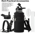DYSANKY Insulated Water Bottle | Thickened Stainless Steel Vacuum Metal | Portable Sports Water Jug for Gym and Hiking with Straw, Carrier Bag, Handle Strap | BPA-Free 32 oz