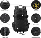 25L Hiking Backpack Small Tactical Backpack Daypack Camping Trekking Hunting Molle Pack for Men Women, Black
