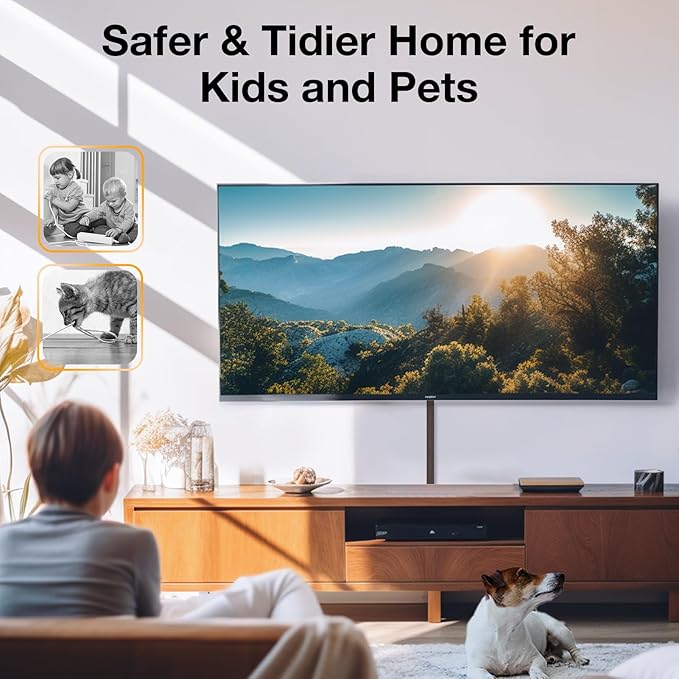 Delamu 157in Cord Hider Wall, TV Cable Hider Cord Covers for Wires on Wall, Large Cable Cover Raceway to Hide 2-4 Cords, Wire Hiders Wire Covers for Cords for TV on Walls, W1.18 H0.6in, Darkwood