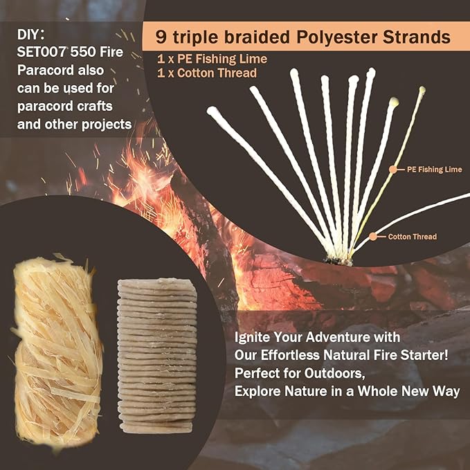 Oversized Survival Ferrocerium, Drilled Flint Fire Starter, 550 Paracord Handle, 25,000+ Sparks with EVA Case