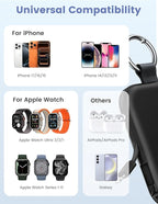 RORRY CharmGo Portable Charger, 5000mAh Portable Charger Power Bank with Built-in Cables, Travel Keychain Battery Pack for Apple Watch and iPhone Air/17/16/15/14/13/12, Purple