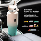 SENDESTAR SENDESTAR 40oz Stainless Steel Water Bottle(Cold for 48 Hrs, Hot for 24 Hrs),Double Wall Vacuum Insulated Bottle with Straw Lid, Spout Lid and Flex Cap, Fit in Any Car Cup Holder