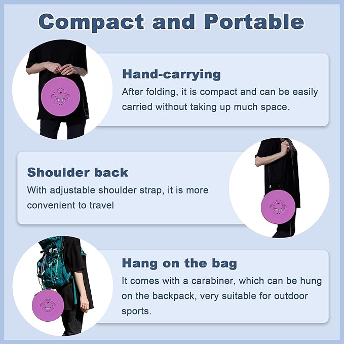 ALEVMOOM 2025 Upgraded XXL 19.7" Collapsible Stool with Cushion, 1000lbs Max Weight Heavy Duty Portable Telescoping Stool, Retractable Seat Folding Chair for Camping Fishing Hiking(Purple-XXL)