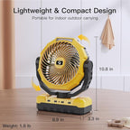 FRIZCOL 3-in-1 Camping Fan - Portable Fans Rechargeable - 24000mAh Battery Powered Fan(140Hrs) with Light & Remote for Indoor, Outdoor, Tent, Travel, BBQ, Fishing, Jobsite - Yellow