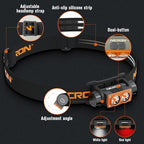 NICRON H15T Headlamp Rechargeable, 500 Lumens LED Headlamp with Red Light, IP67 Waterproof 8 Modes Head Leamps for Camping Running Fishing Adults