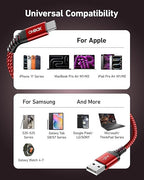 USB A to USB C Cable Fast Charging [2 Pack 6FT], USB to USB C Cable for Car, Durable Braided USB Type C iPhone Charger USBC Cord for iPhone 17/16/15/Pro Max/Plus, Samsung Galaxy S23 and More-Red