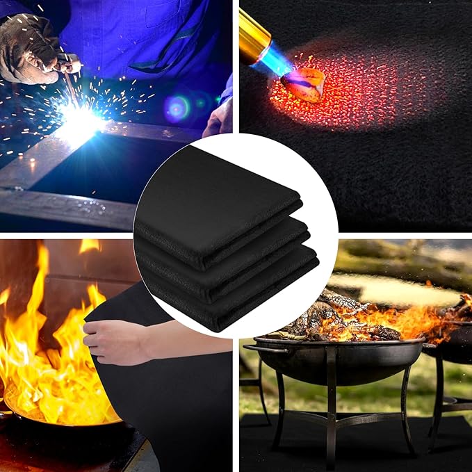 kanhiro Carbon Felt Welding Blanket Fireproof - 2 Packs 12" X 27" Heat Resistant Fabric 1800°F High Temp Insulation Pad, Brazing Heat Shield Mat for Torch, Solder Plumbers HVAC Torch Protector