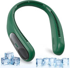 Portable Neck Fan,Personal Wearable Bladeless Fan,LED Display,4-Speeds,6000mAh USB Rechargeable,360° Strong Cooling Wind,Hands Free,Long Lasting,Birthday Gifts for Men Women Dad Mom (Dark green)