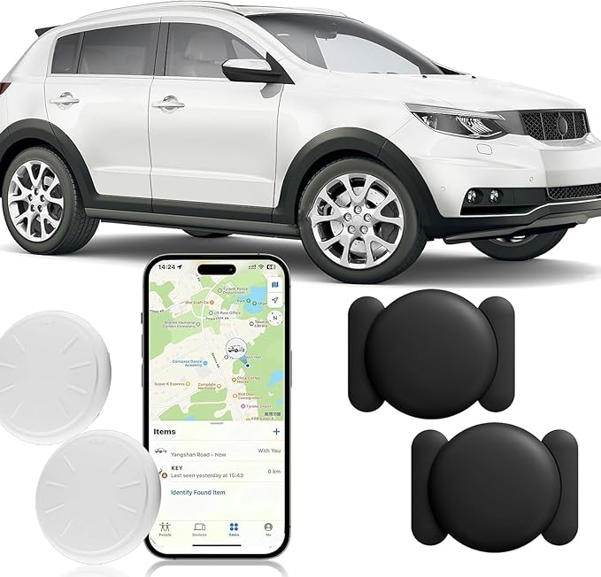 Mini GPS Tracker for Vehicles,No Monthly Fee GPS Tracker with Strong Magnetic Case,Worldwide Car Locator Tracker Work with Apple Find My(iOS Only) (Black,2PCS)