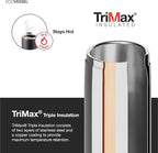 EcoVessel Travel French Press, Portable Coffee Maker, Stainless Steel Insulated Coffee Press, Reusable Single Serve Bottle for On-The-Go Use, 14oz (Stone)