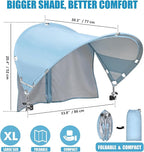 XL Universal Chair Canopy Umbrella, UPF 50+ Foldable Sun Shade Attachment with Adjustable Clamp, Fits Most Brands’ Beach, Camping, Lawn, Tanning, Zero Gravity, Lounge & Fishing Chairs