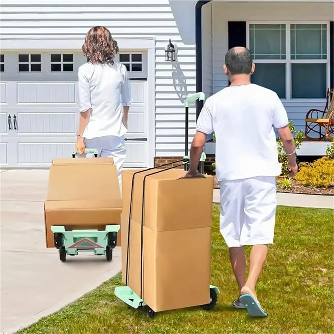 Portable Folding Hand Truck for Luggage Lightweight Adjustable Utility Cart Stair Climbing Shopping Trolley Express Cart for Suitcases and Storage (2 Wheel Iron)