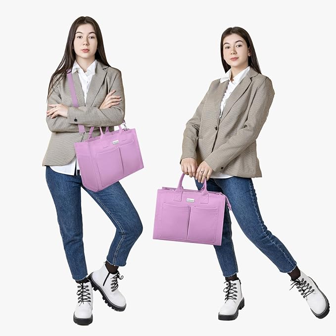 TOPDesign Heavy-Duty Canvas Tote Bag for Women, Adjustable Crossbody/Shoulder Handbag with 9 Pockets, Everything Tote