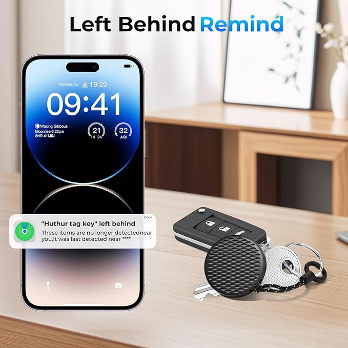Air Tracker Tags-4 Pack, Bluetooth Tracker for Apple Find My (iOS Only), Smart Tracking Tag with 100dB Sound and Replaceable Battery, Key Finder Item Locator for Luggage Keys Wallet Backpack (Small)