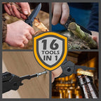 Rush Deer Pocket Knife - Folding EDC Multitool for Men, Small and Versatile Camping, Fishing, and Hiking Accessories Set (Black)